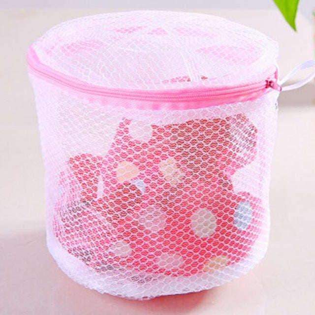 3 Size Zippered Mesh Laundry Wash Bags Foldable Delicates Lingerie Bags Bra U... - rose red triangle