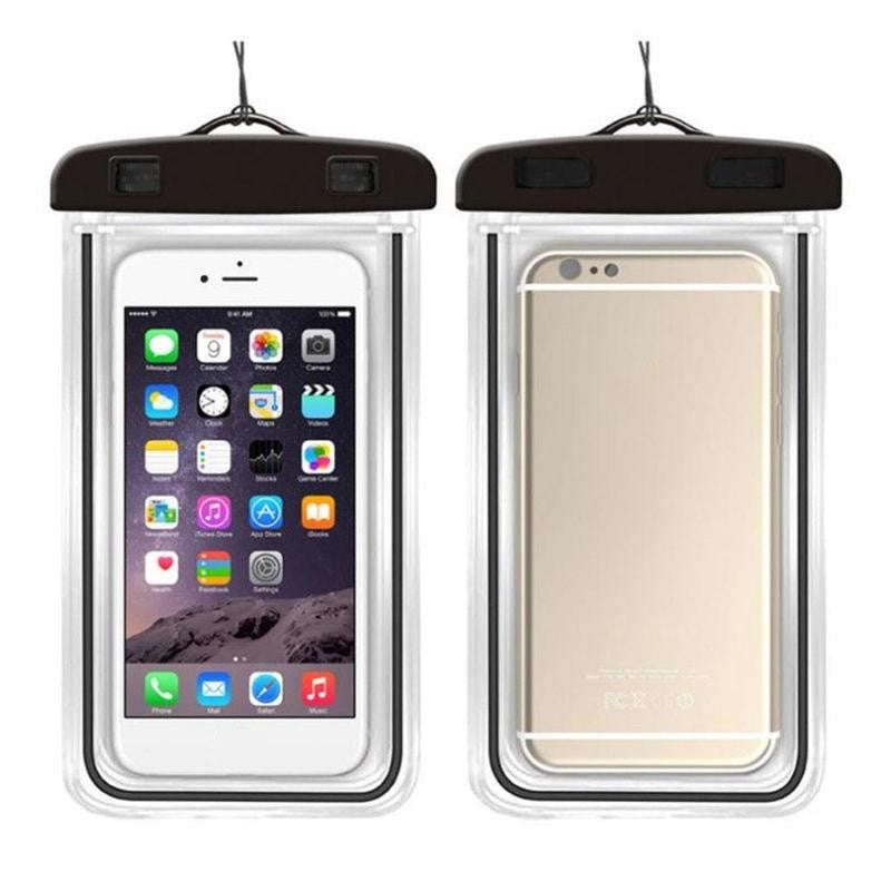 1pc Waterproof Bag Underwater Pouch Luminous Phone Case - black