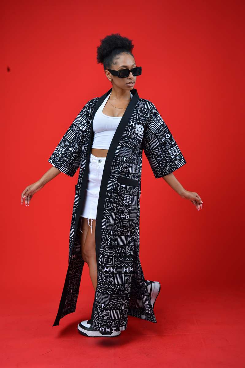 Ladies - Khethu Kimono - M / 100% Africanprint Wax Cotton