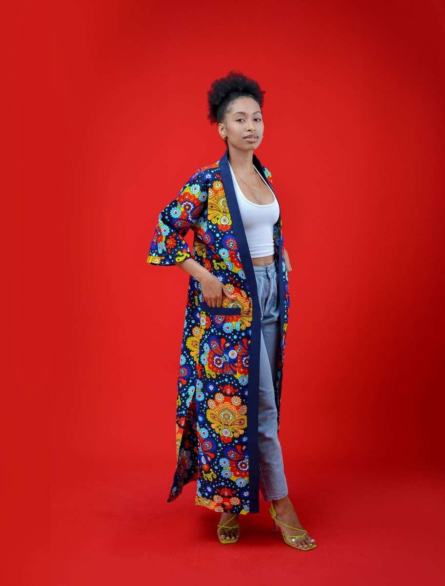 Ladies - Xiluva Kimono - M / 100% Africanprint Wax Cotton