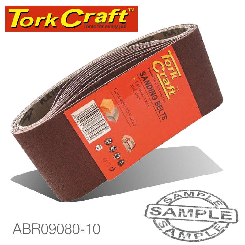 SANDING BELT 75 X 533MM 80 GRIT 10/PACK