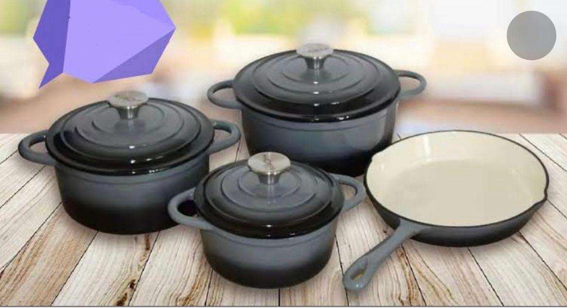 Cast Iron Pots 7pc - Red