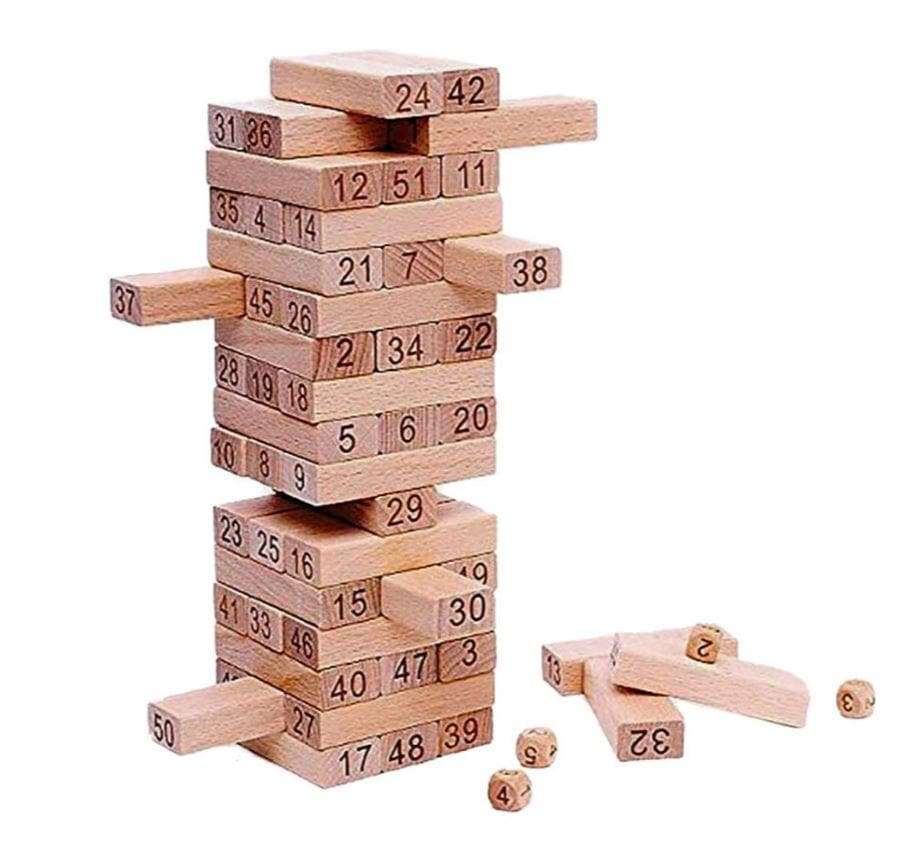 Jenga Blocks Puzzle Wooden Stack High  Kids Toy Numbers