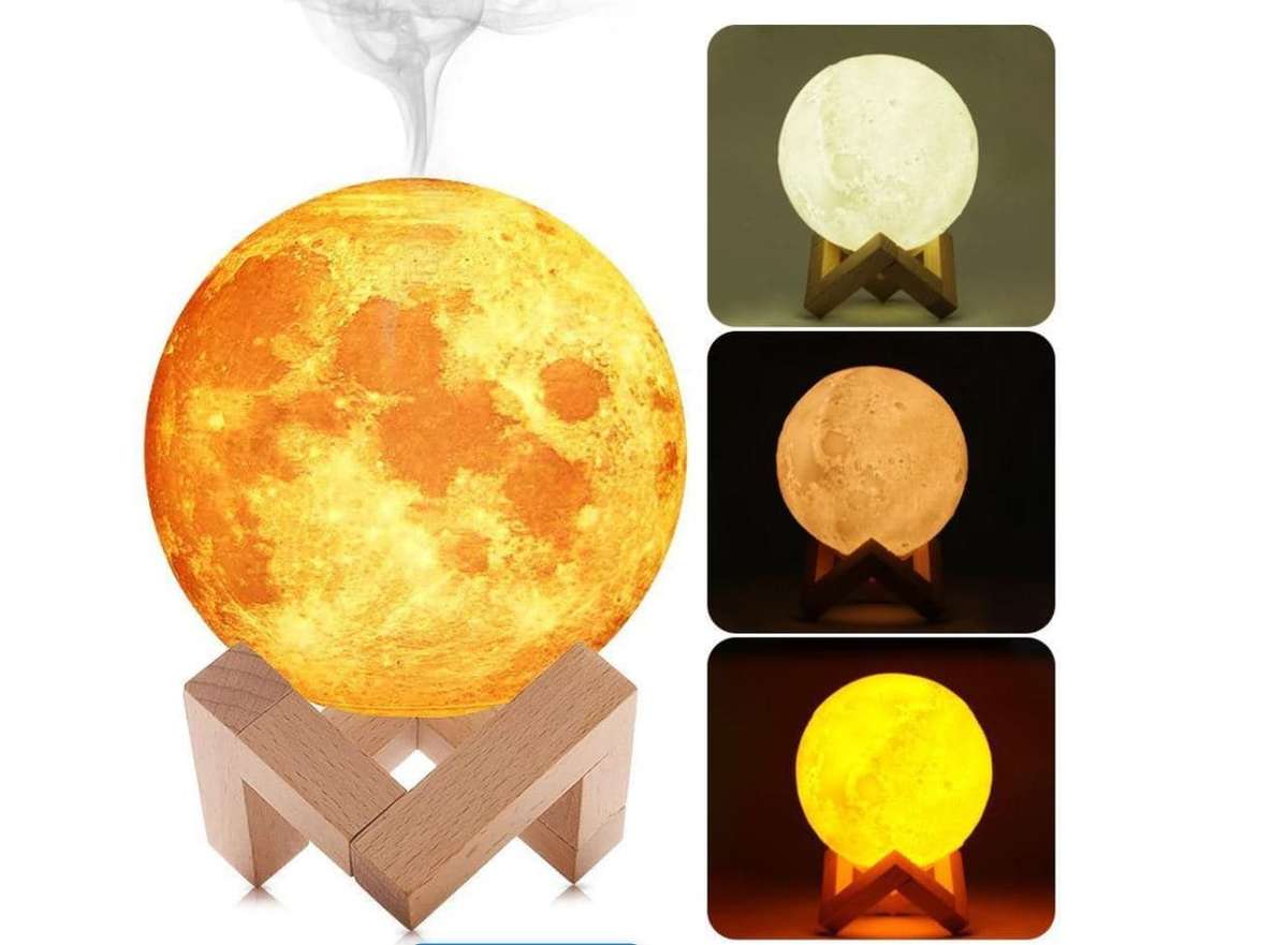 Full Moon Humidifier Lamp, LED Lunar Night Light 880ml