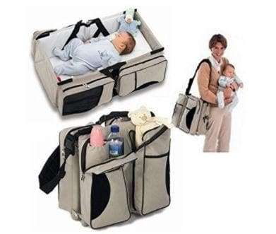 MULTI-FUNCTIONAL BABY DIAPER BAG-TRAVEL BED (Grey Only)+Stacking Ring
