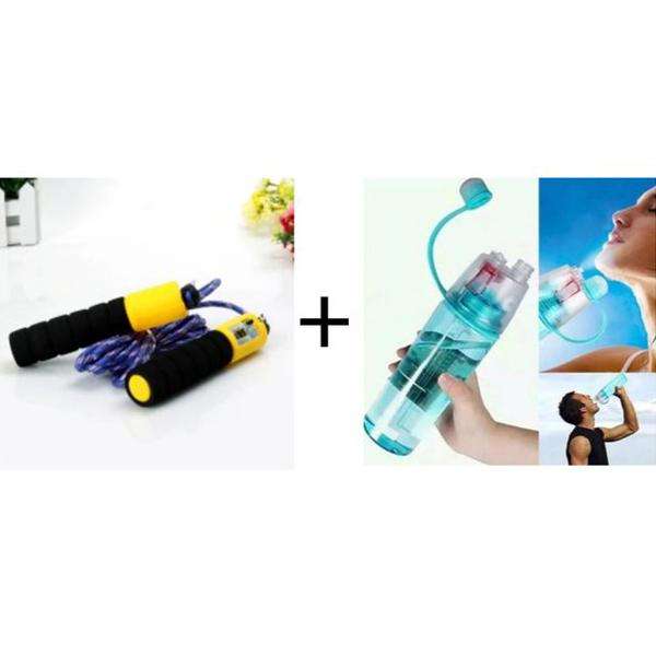 Skipping Rope With Counter+ Spray Water Bottle!