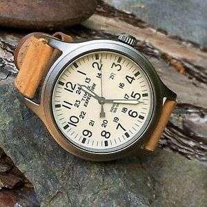 Timex Men`s TW4B06500 Expedition Scout 43 Tan/Natural Leather Strap Watch