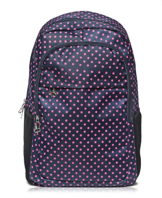 Ladies 100% Polyester Printed Backpack Polkadot Navy