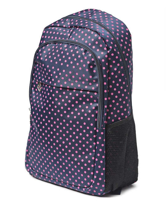 Ladies 100% Polyester Printed Backpack Polkadot Navy