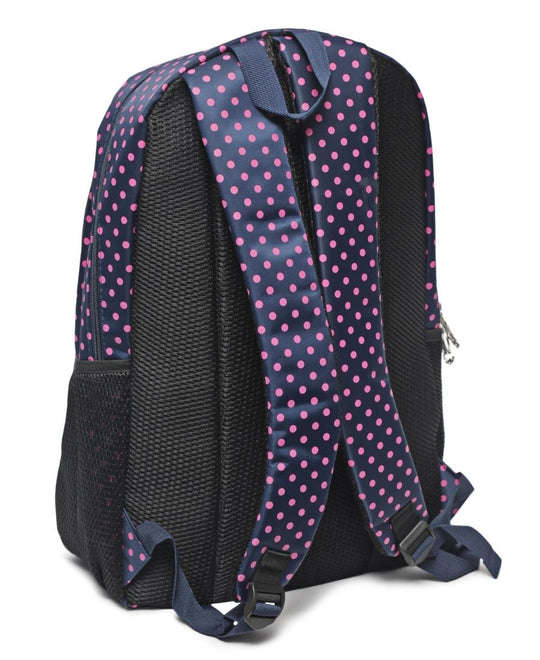Ladies 100% Polyester Printed Backpack Polkadot Navy