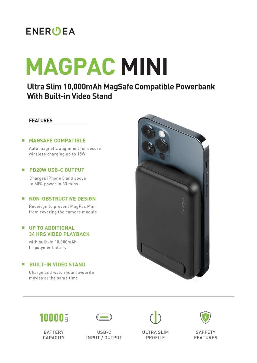 ENERGEA MagPac Mini 10000mAh MagSafe Compatible PD Power Bank