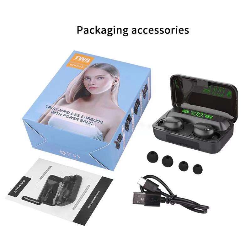 TWS-True Wireless Earbuds With Power Bank F9-5 / Stock 6 Pcs or more