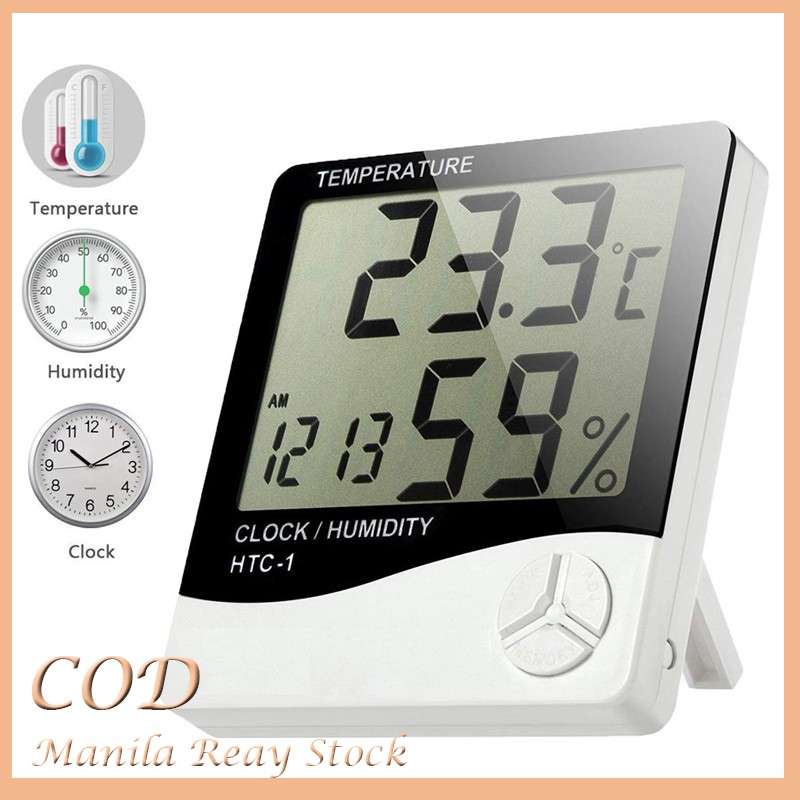 BULK FROM 6 // Temperature Humidity Meter Clock HTC-1 for Home Room