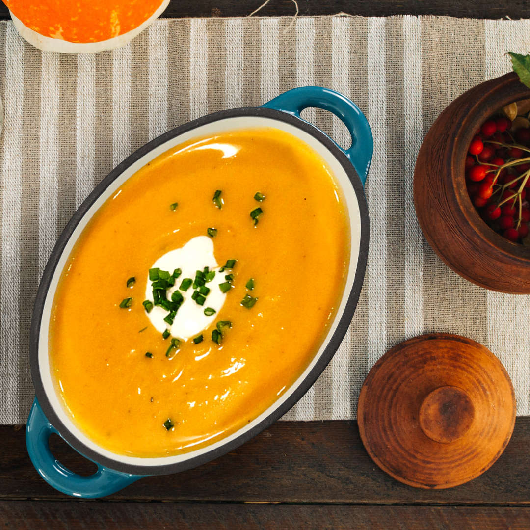 Cast Iron Oval Casserole Dish Pot - Orange