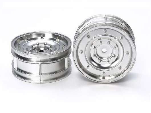 54737 Tamiya Matte Plated Silver Dish Wheels (26mm Width, Offset+4) (2)