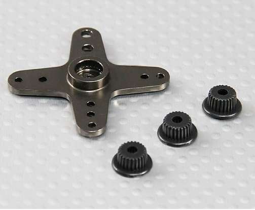 Aluminum Cross Universal Servo Arm - JR, Futaba & HITEC (Gunmetal)