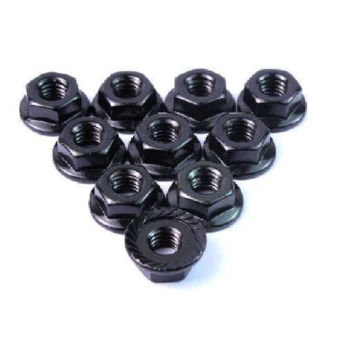 4mm Aluminium Serrated Lock Nut - Black (10)