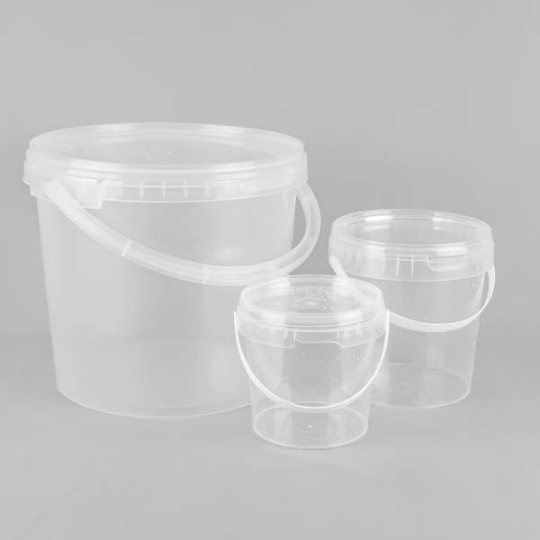 Plastic Buckets- Clear with Lids