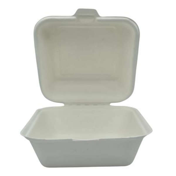Sugarcane Burger Clamshells Biodegradable 6in Single Comp - 50 Pack