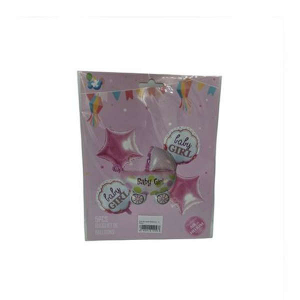 Pink Baby Shower Balloon Bouquet- 5 Pieces