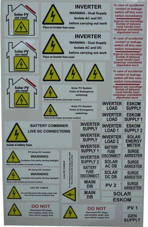 Solarix Hazard And Warning Installation Labels
