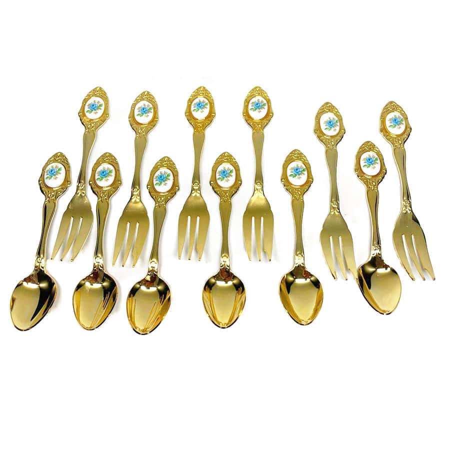 Eetrite 24ct Gold Plated Royal Albert Moonlight Rose 12 Place Setting