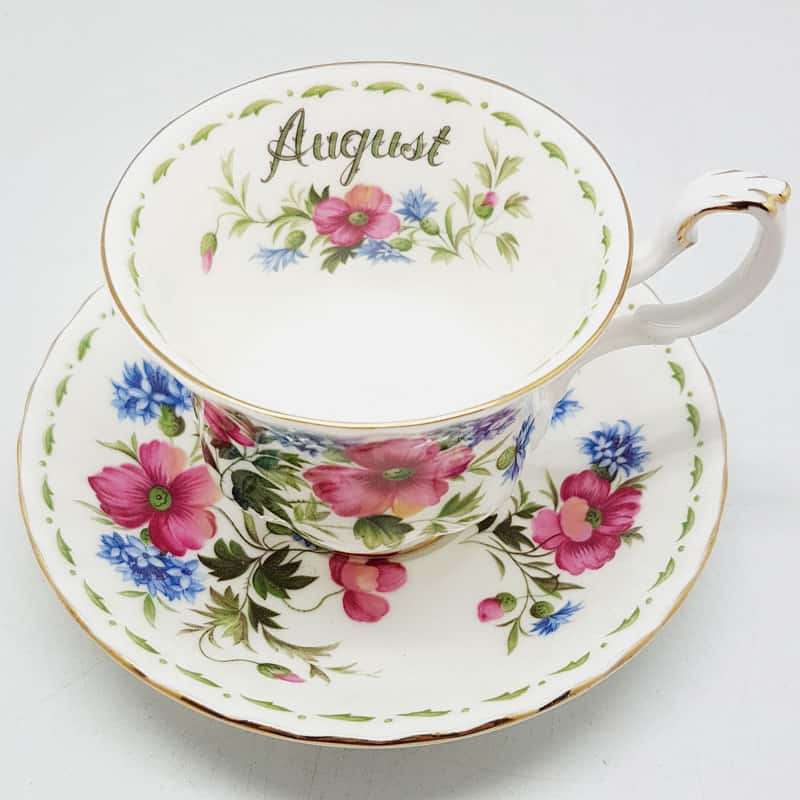 Royal Albert August Poppy Flower of the Month Duo