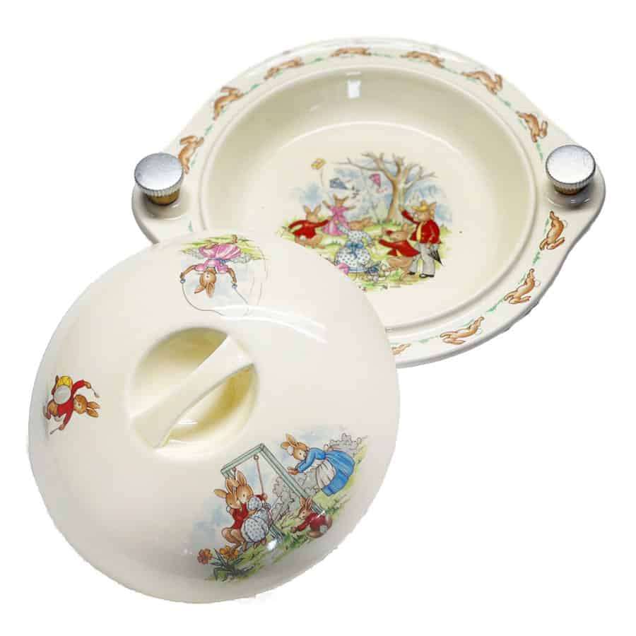 Royal Doulton Bunnykins Flying Kites Hot Water Warming Dish