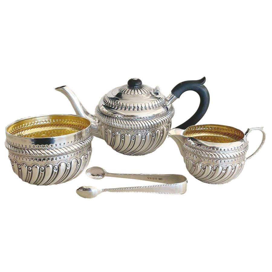 Magnificent Boxed Hallmarked Silver Bachelor Tea Set Birm 1888