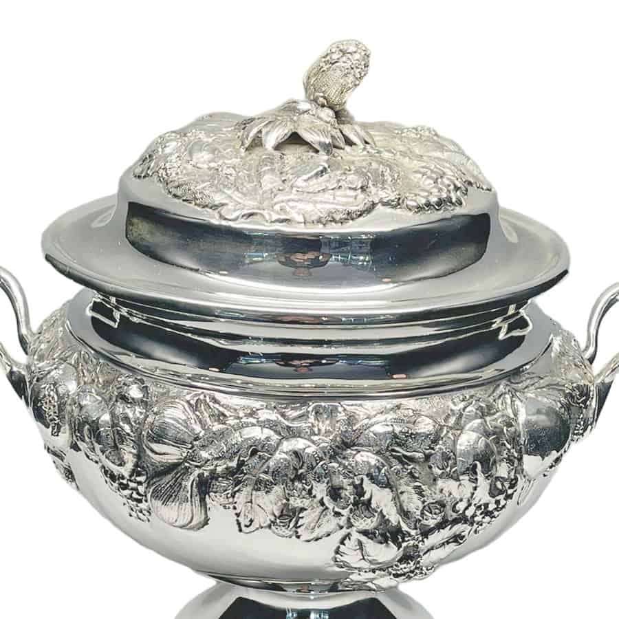 German Silver Soup Toureen With Acorn Finial