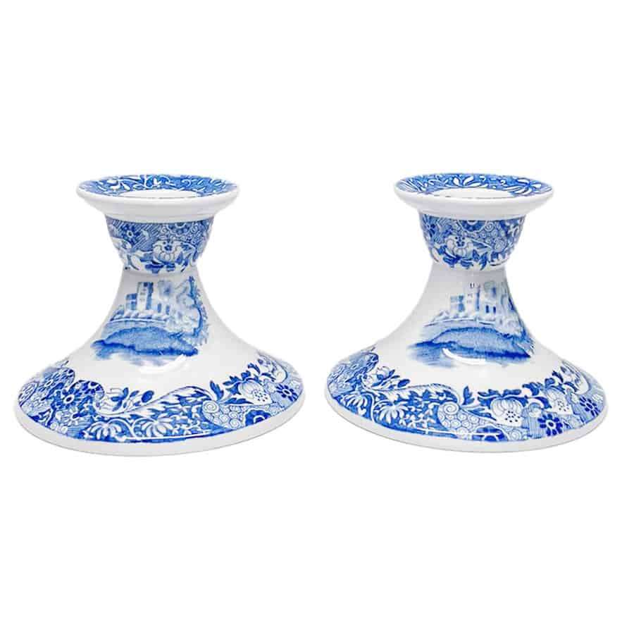 Pair of Copeland Spode Blue Italian Candlesticks