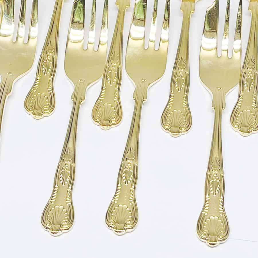 Eetrite 24ct Gold Plated Royal Albert Kings Pattern Tea and Cake Fork Set