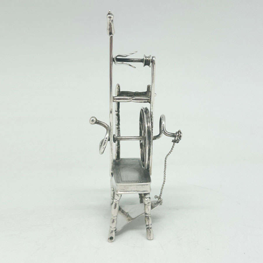 Hallmarked Silver Miniature Spinning Wheel
