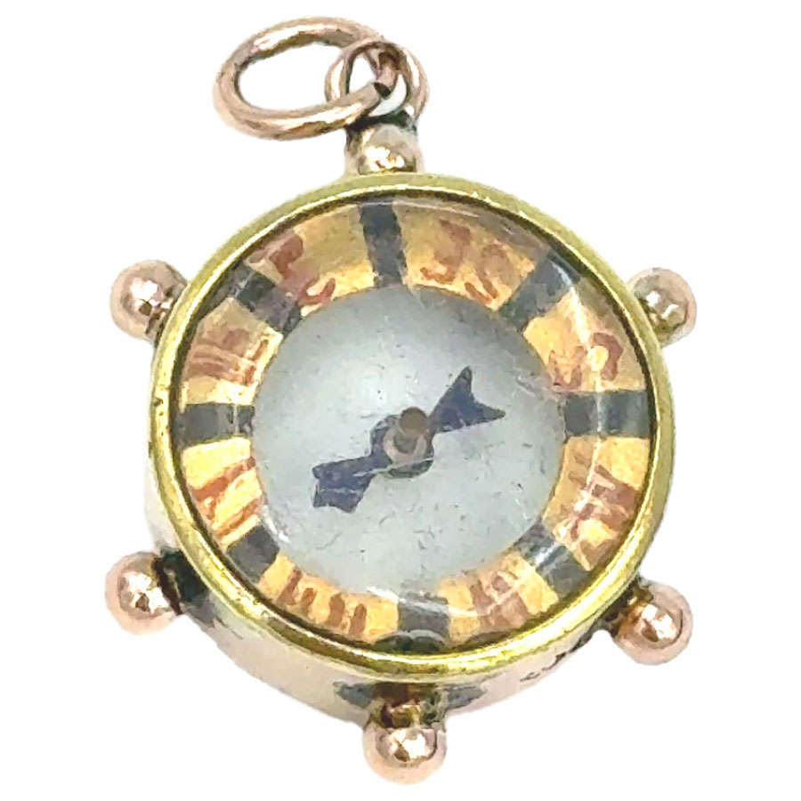 9ct Gold Compass Rock Crystal Pendant Charm
