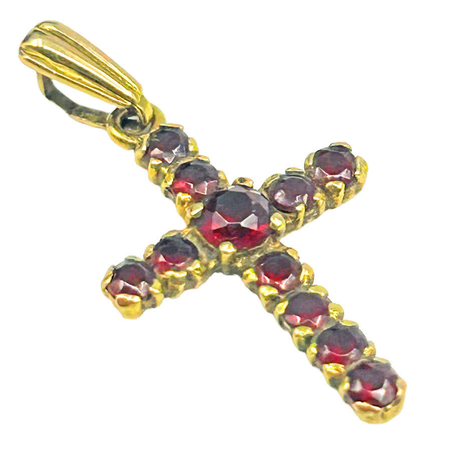 9ct Gold Garnet Crucifix Pendant