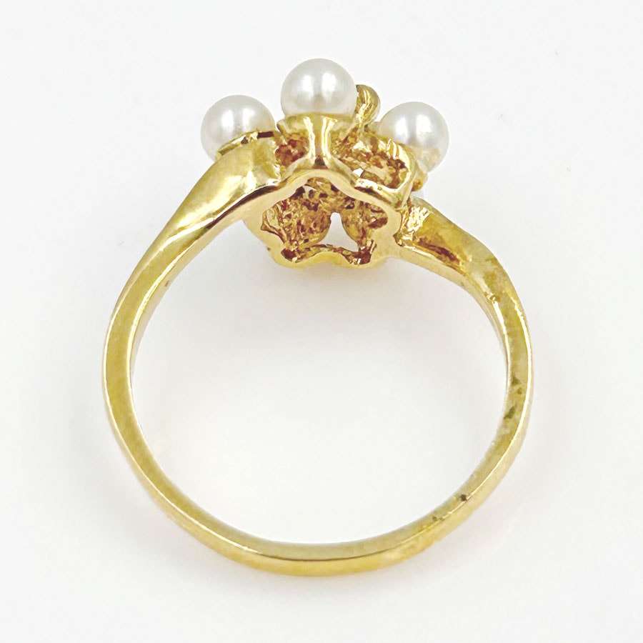 14ct Gold Pearl Cluster Daisy Cocktail Ring