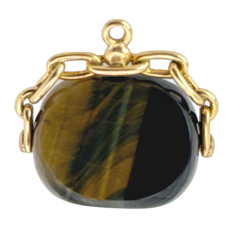9ct Gold Swivel Tigers Eye Fob Seal