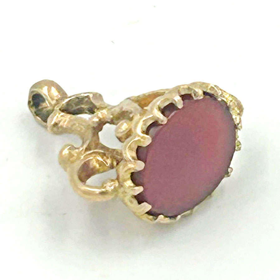 9ct Gold Cornelian Stone Fob Pendant