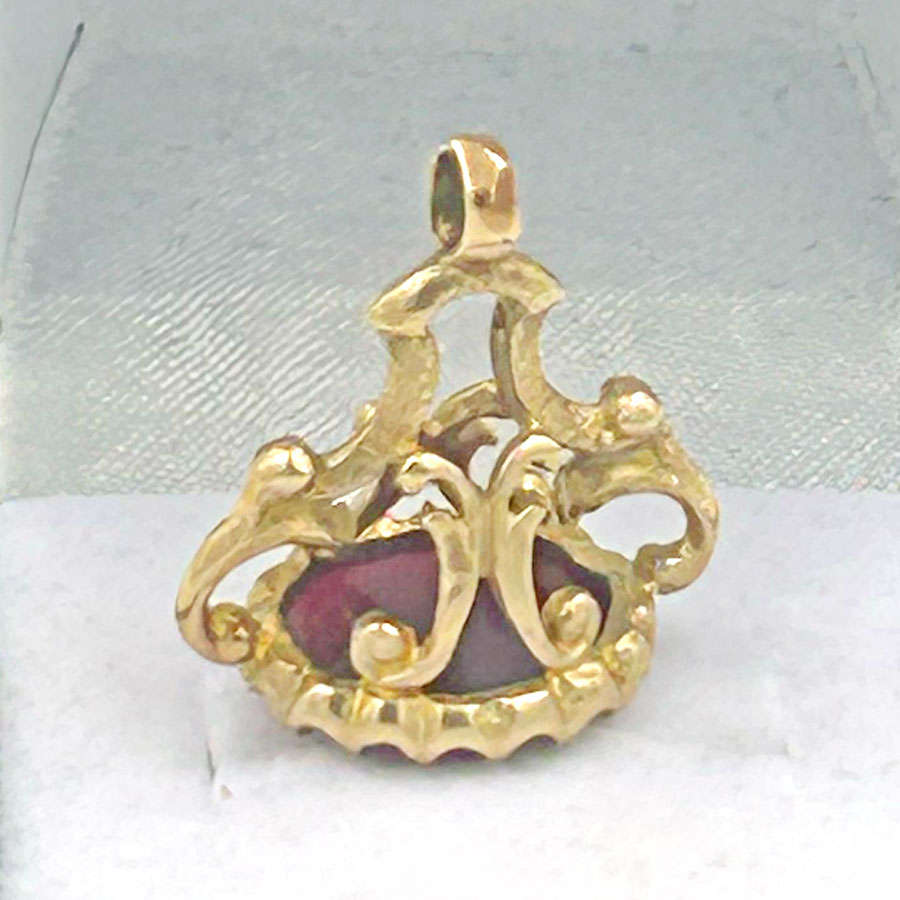 9ct Gold Cornelian Stone Fob Pendant