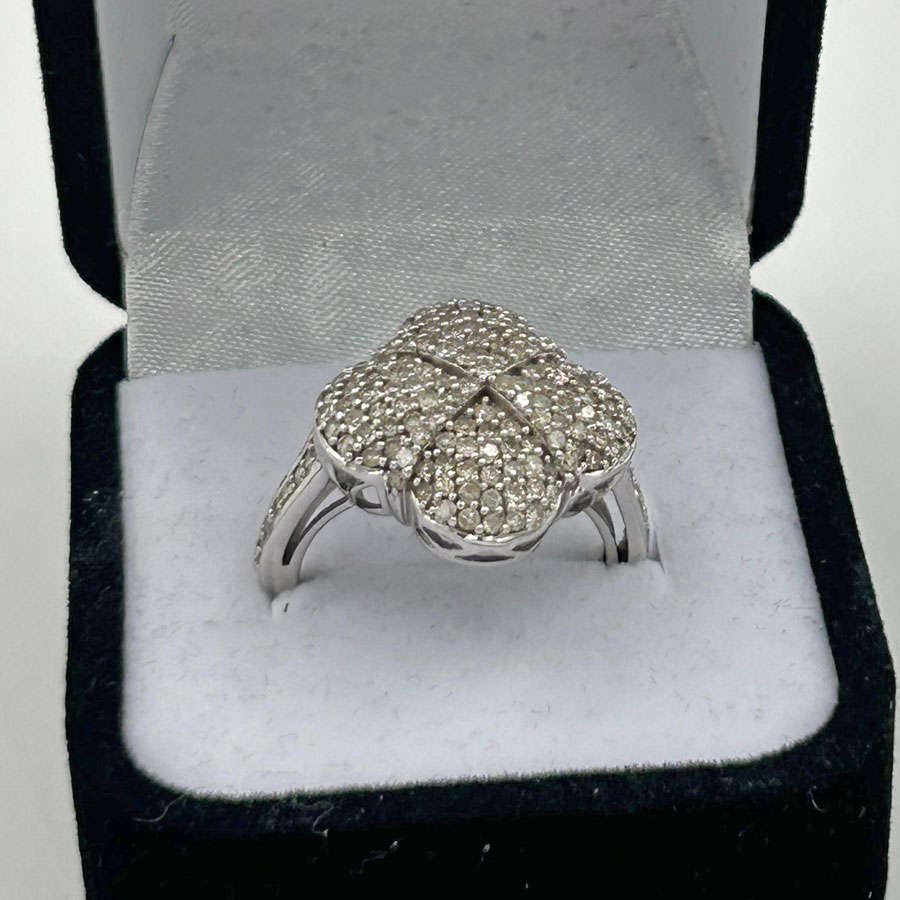 9ct White Gold Diamond Cluster Ring