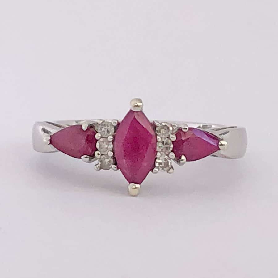 9ct Gold Marquise Ruby And Diamond Ring