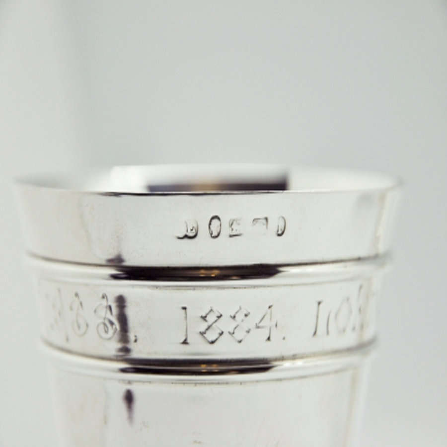 Pair Victorian Silver Beakers Birmingham 1882 Elkington