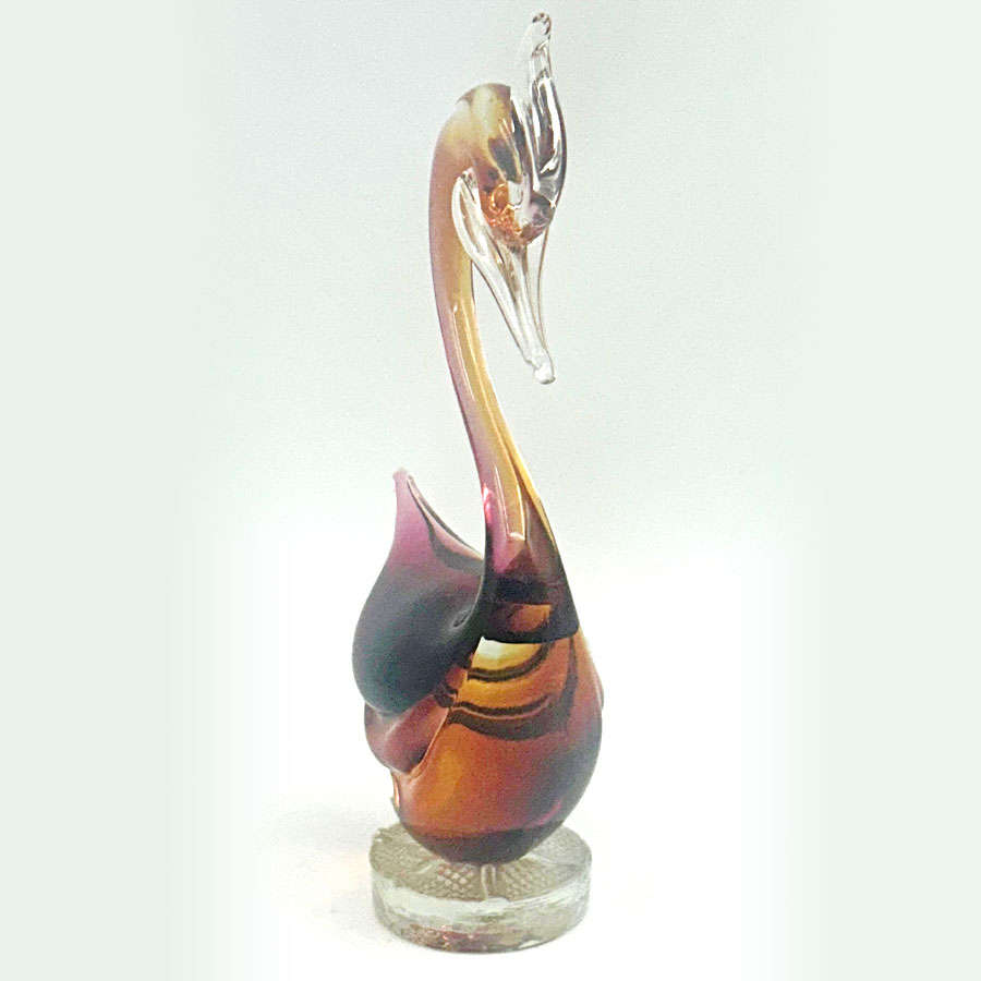 Murano Amber Glass Swan 20th
