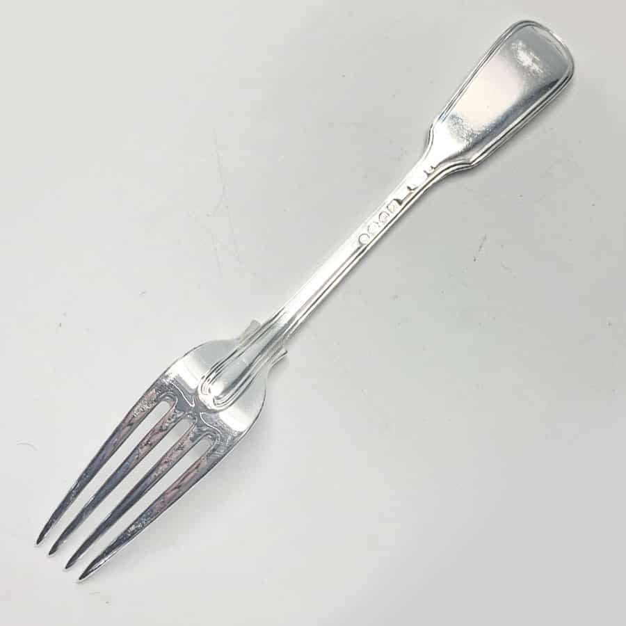 Antique Silver Victorian Fiddle and Thread Service Entree Forks 1865