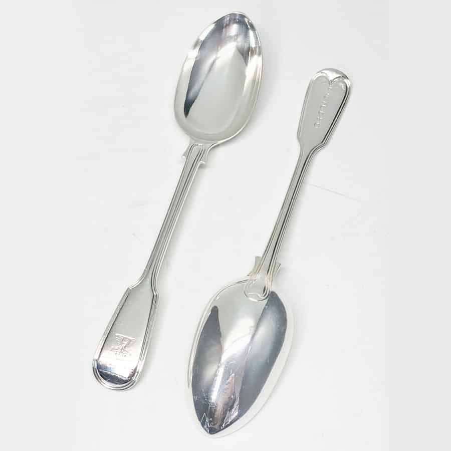 Antique Silver Victorian Fiddle and Thread Service Spoons 1865