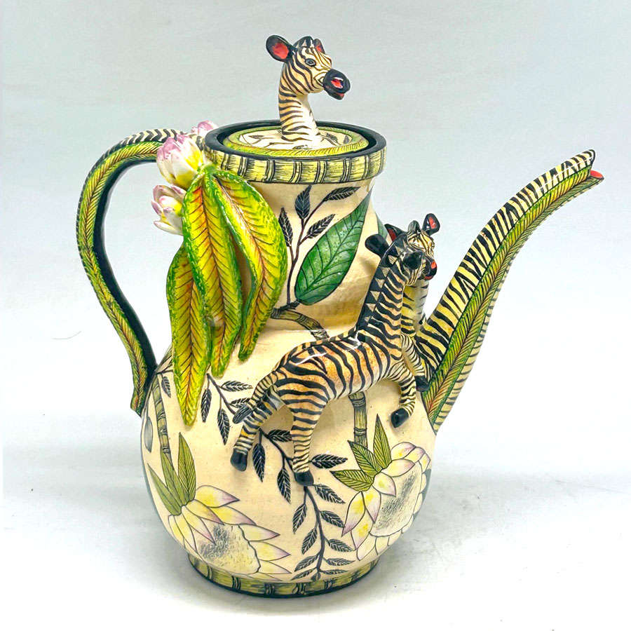 Ardmore Hand Painted Zebra Coffee Pot Sabelo and Sondy