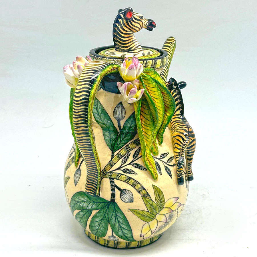 Ardmore Hand Painted Zebra Coffee Pot Sabelo and Sondy