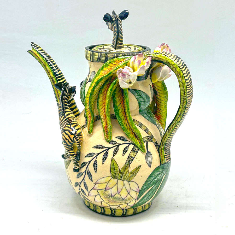 Ardmore Hand Painted Zebra Coffee Pot Sabelo and Sondy