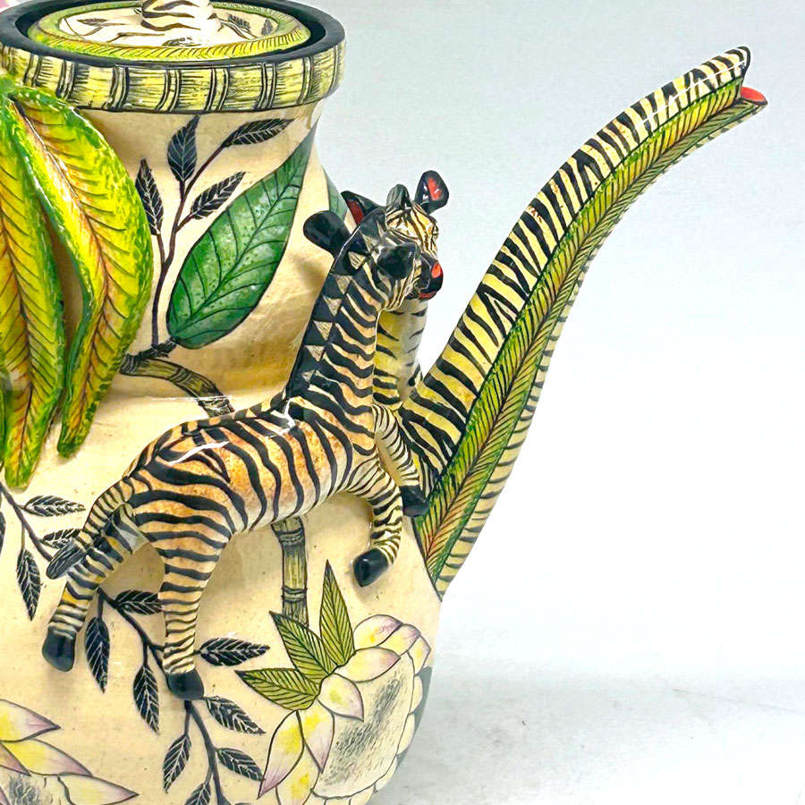 Ardmore Hand Painted Zebra Coffee Pot Sabelo and Sondy