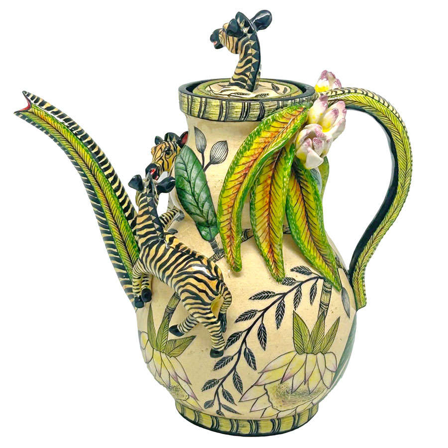 Ardmore Hand Painted Zebra Coffee Pot Sabelo and Sondy